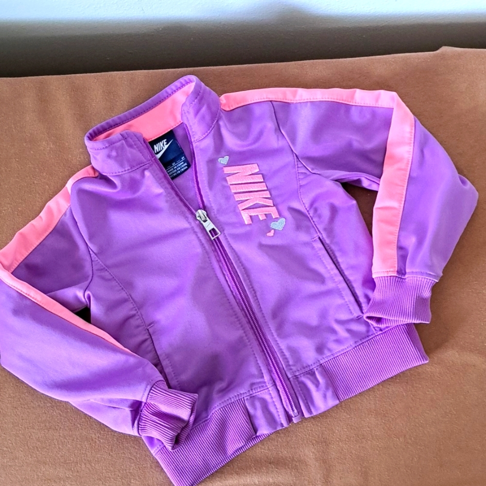 Nike active jacket purple pink embroidered zip 3T